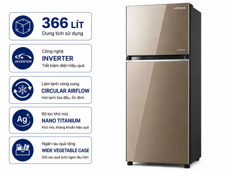 Tủ lạnh Hitachi Inverter 366 lít R-FVX480PGV9 MIR