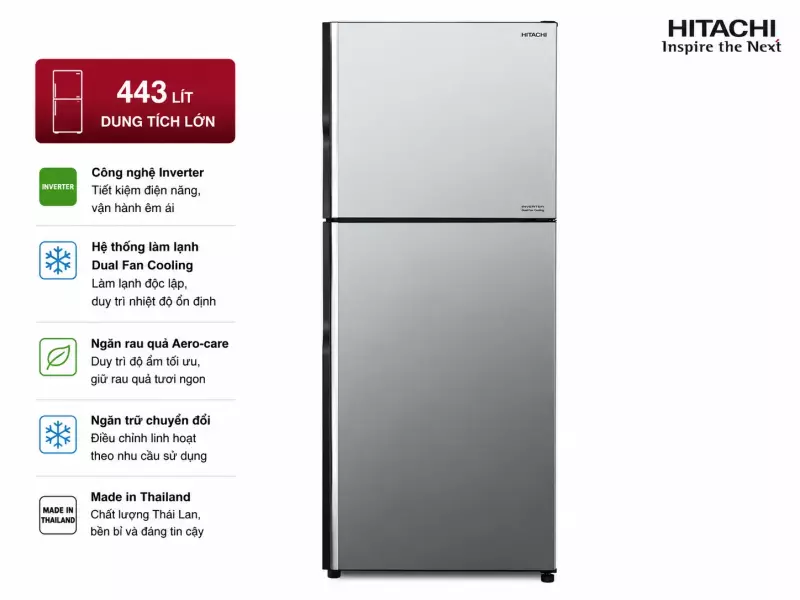 Tủ lạnh Hitachi Inverter 406 lít R-FVX510PGV9 MIR