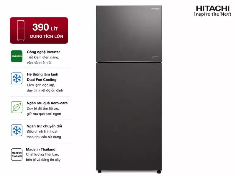Tủ lạnh Hitachi Inverter 390 lít R-FVY510PGV0 GMG