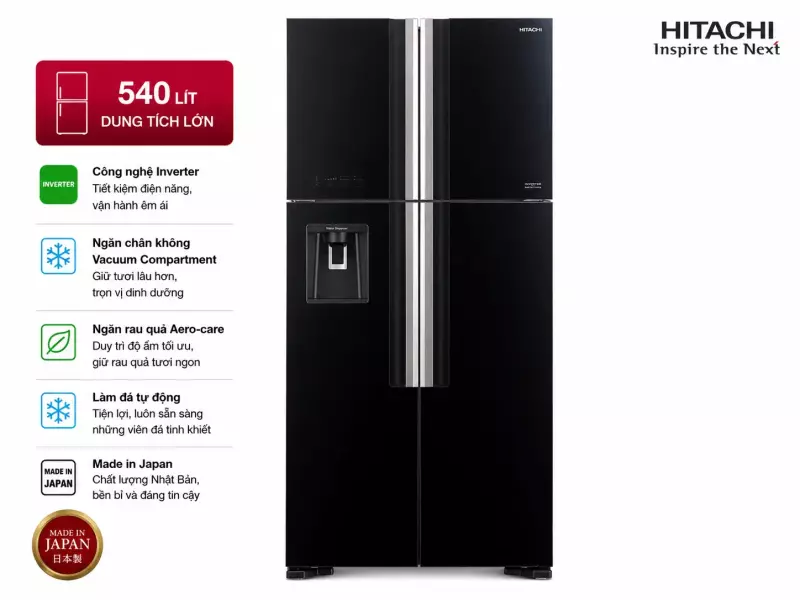 Tủ lạnh Hitachi Inverter 540 lít R-FW690PGV7X GBK