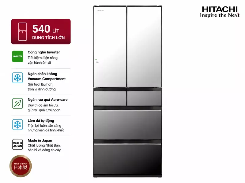 Tủ lạnh Hitachi Inverter 540 lít Multi Door R-HW540RV(X)