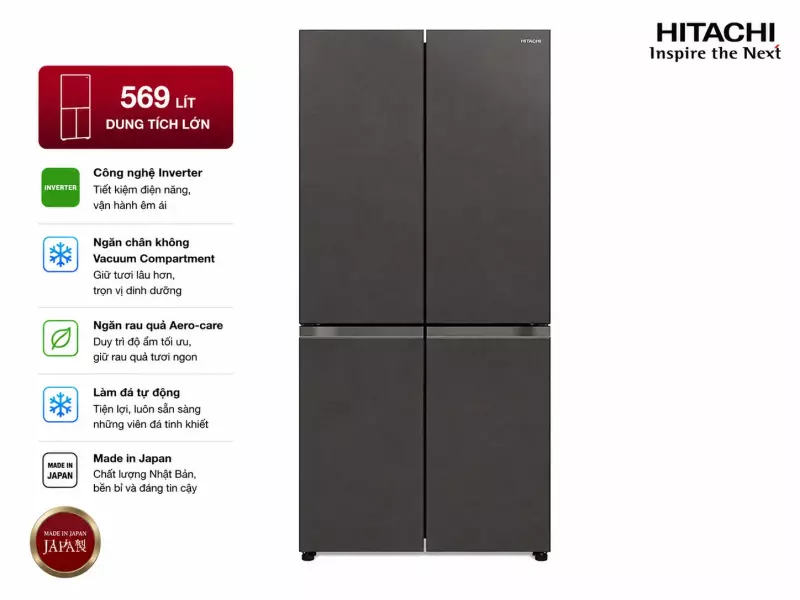 Tủ lạnh Hitachi Inverter 569 lít R-WB640PGV1 GMG