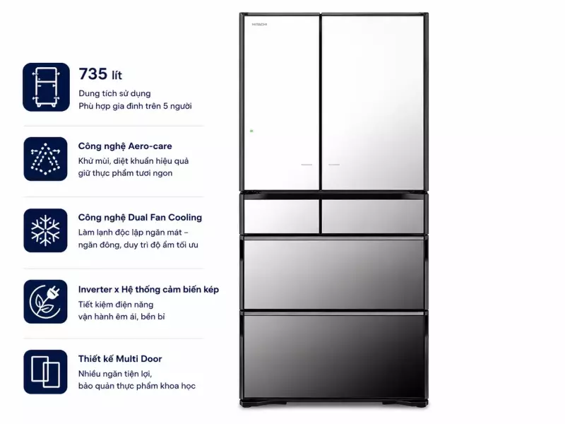 Tủ lạnh Hitachi Inverter 735 lít Multi Door R-ZX740KV X