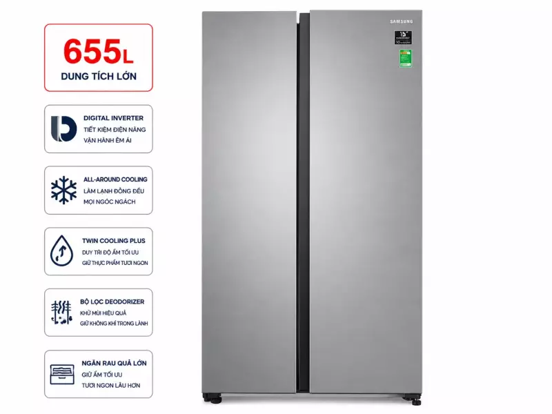 Tủ lạnh Samsung Inverter 655 lít RS62R5001M9/SV