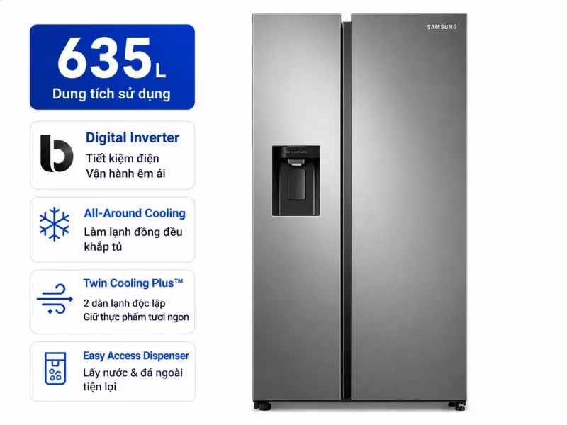 Tủ lạnh Samsung Inverter 635 lít RS64R53012C/SV