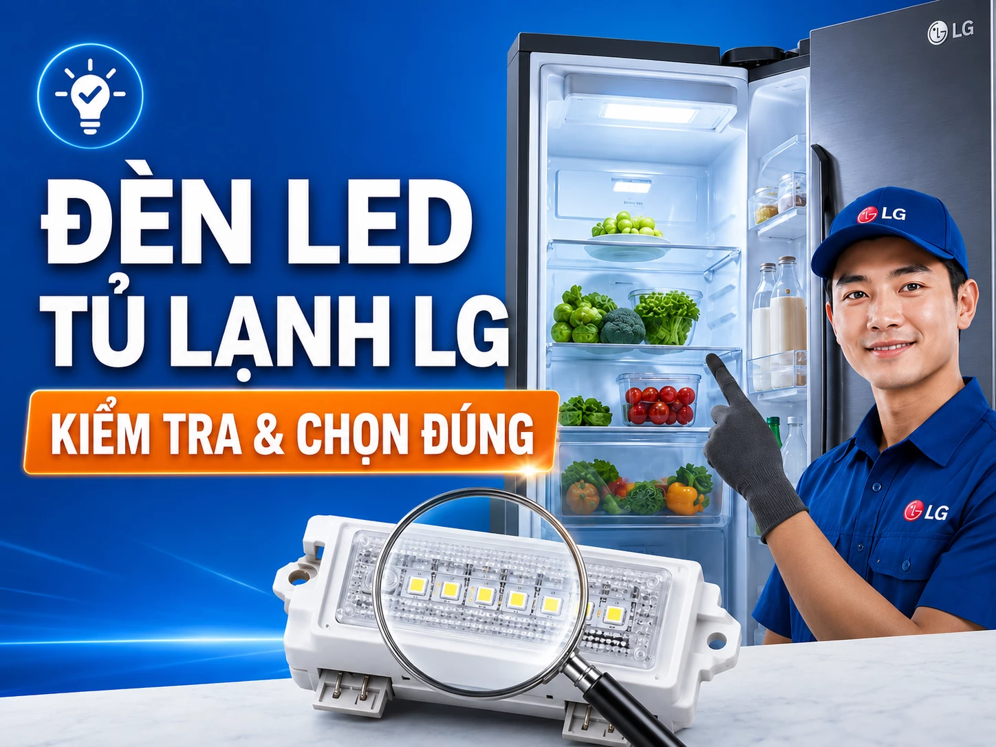 đèn LED tủ lạnh LG và vị trí chiếu sáng bên trong tủ