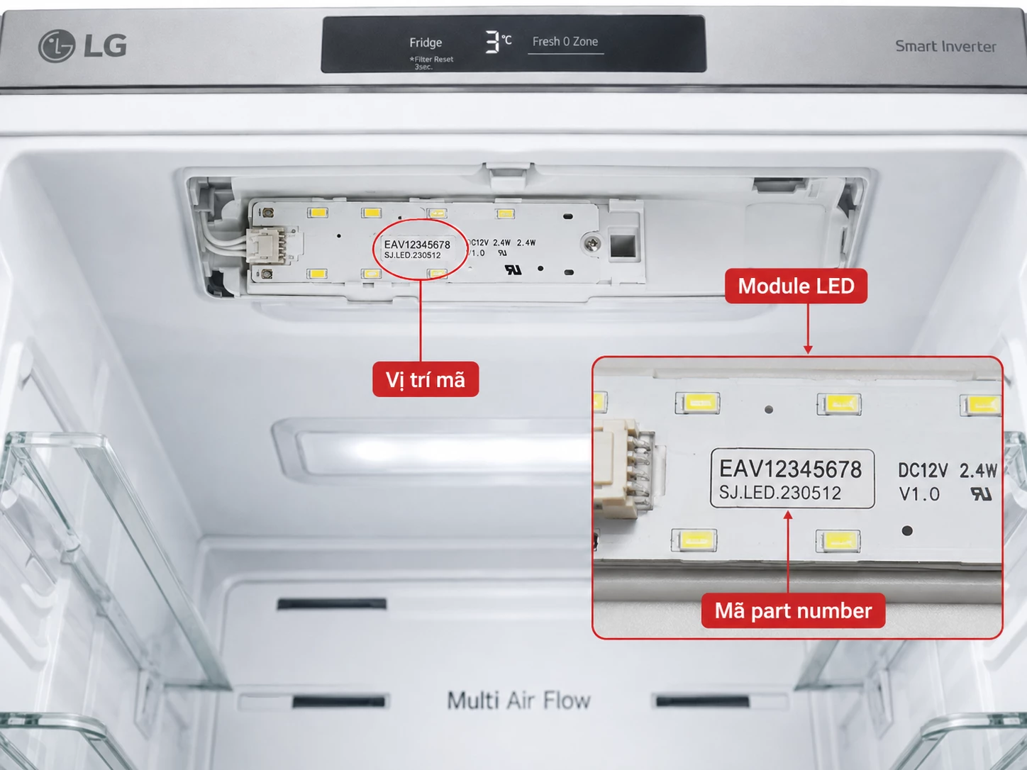 mã part number trên module LED tủ lạnh LG