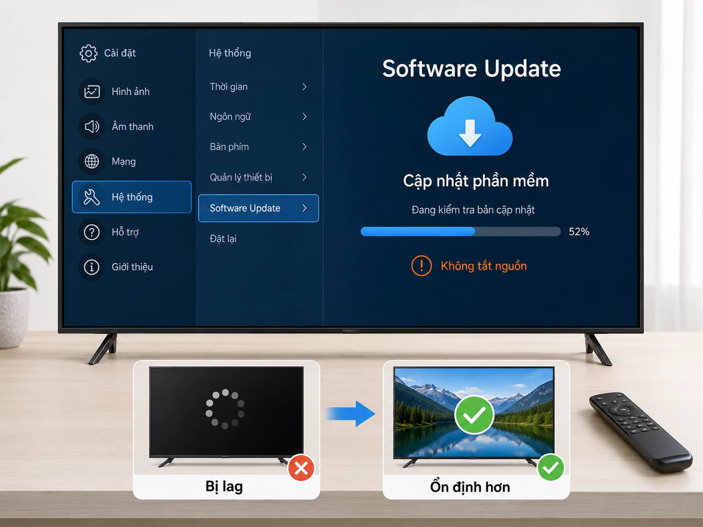 Cập nhật phần mềm tivi Samsung Software Update khi tivi Samsung bị lag