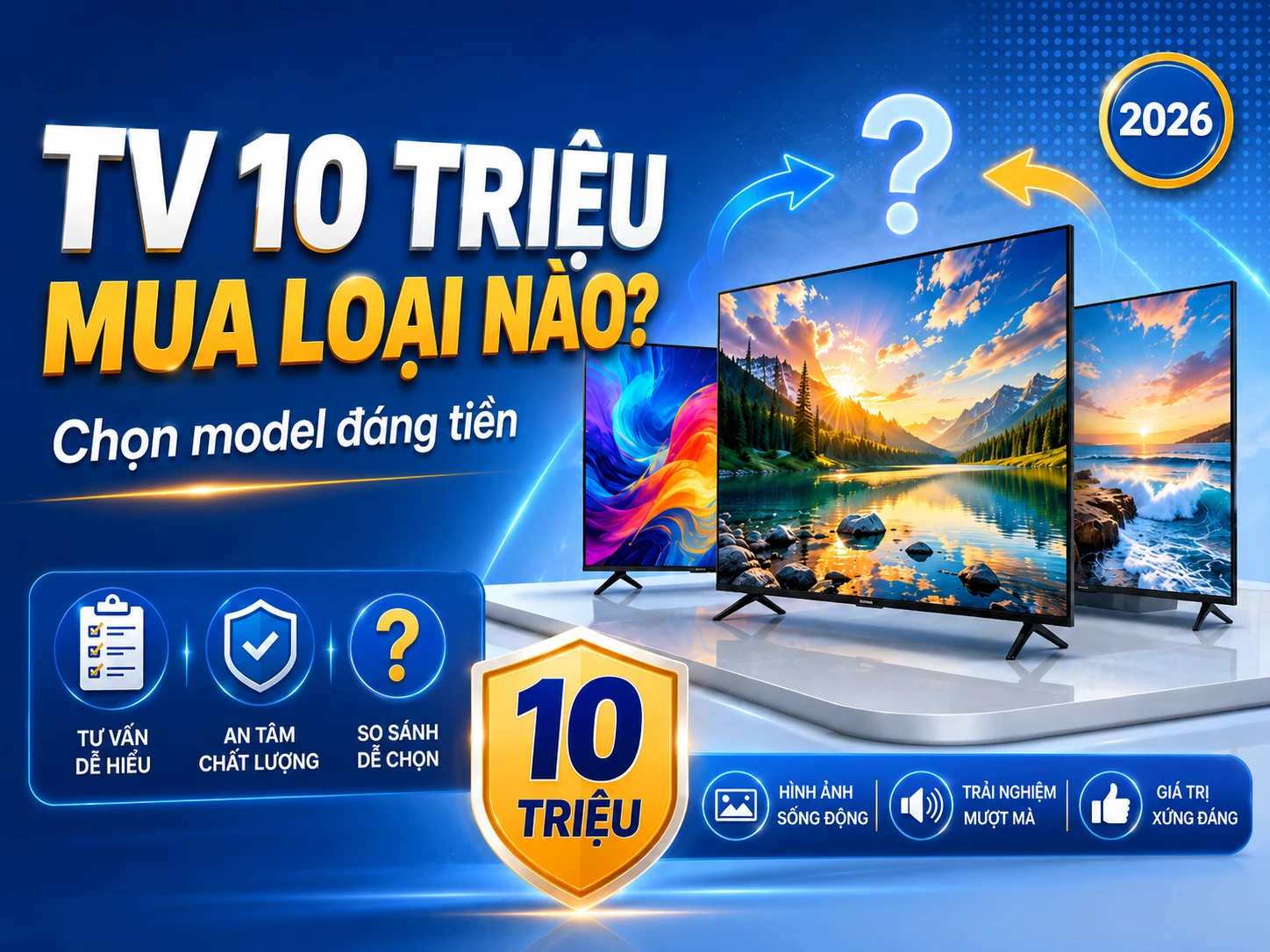 tivi 10 triệu nên ưu tiên kích thước hay công nghệ màn hình