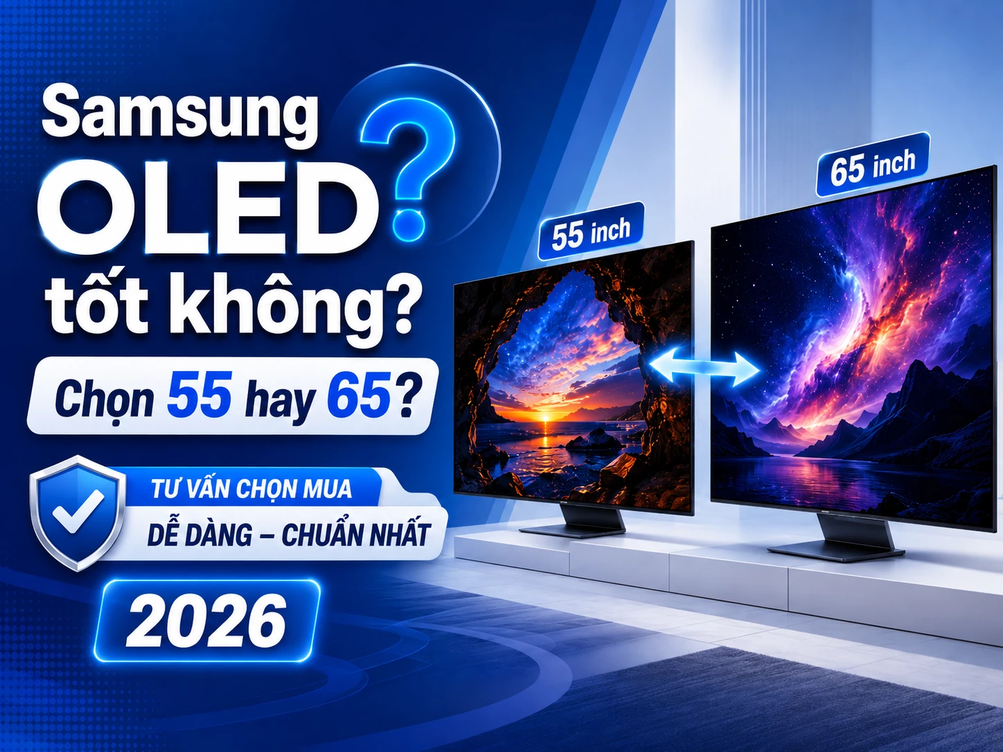 TV Samsung OLED trong không gian sử dụng thực tế TV Samsung OLED trong không gian phòng khách hiện đại