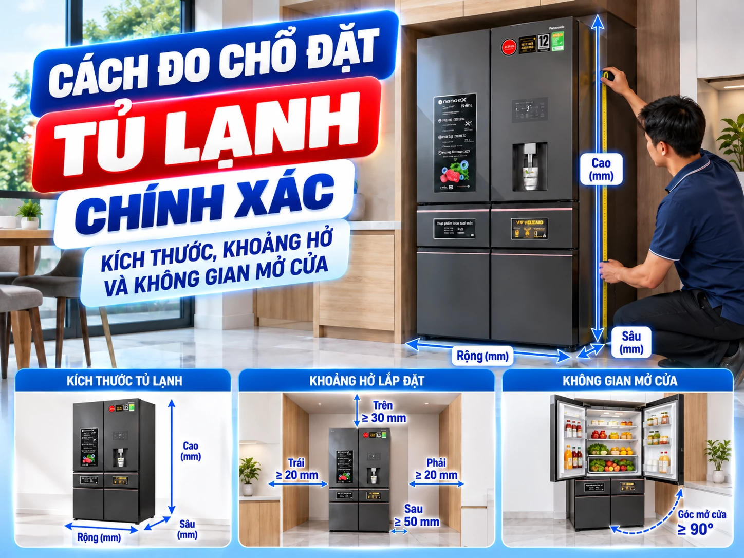 Cách đo chỗ đặt tủ lạnh chính xác