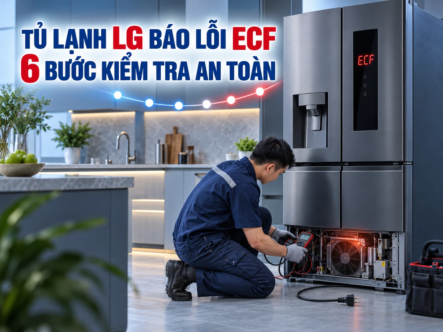 Tủ lạnh LG báo lỗi ECF trên màn hình điều khiển