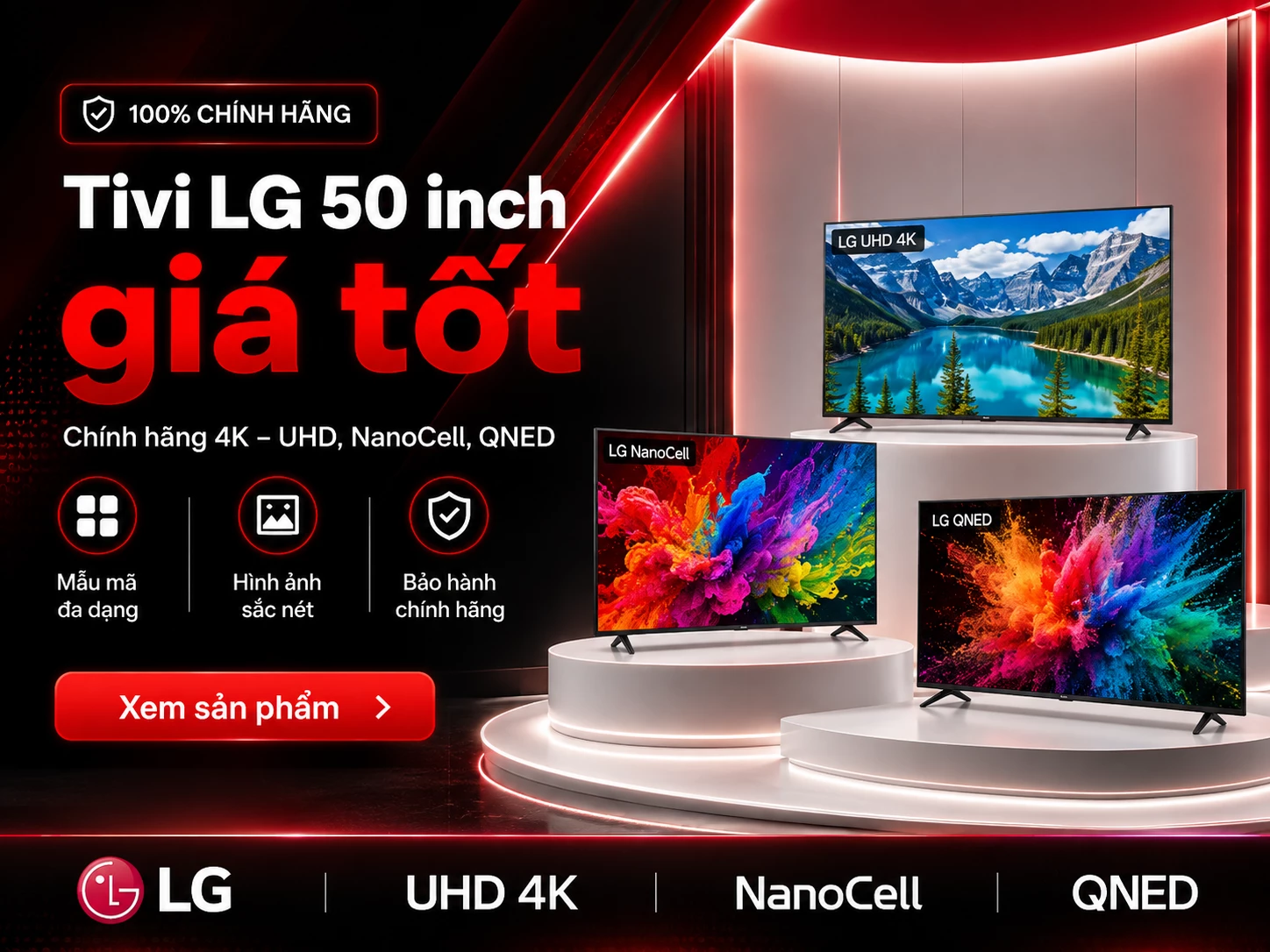 Tivi LG 50 inch chính hãng 4K cho phòng khách căn hộ