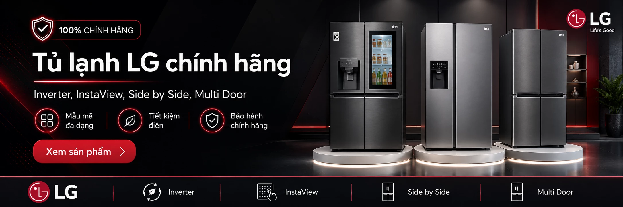 Tủ lạnh LG chính hãng Inverter Side by Side và Multi Door