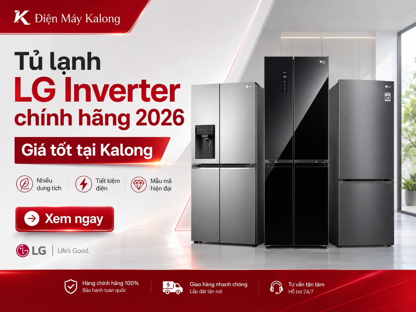 Tủ lạnh LG Inverter chính hãng nhiều dung tích