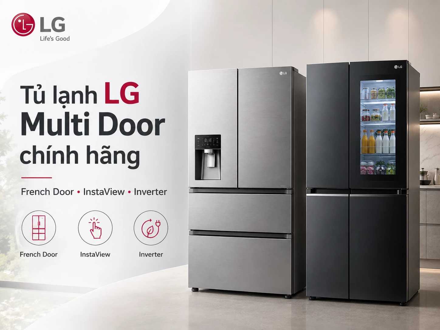 Tủ lạnh LG Multi Door chính hãng nhiều dung tích