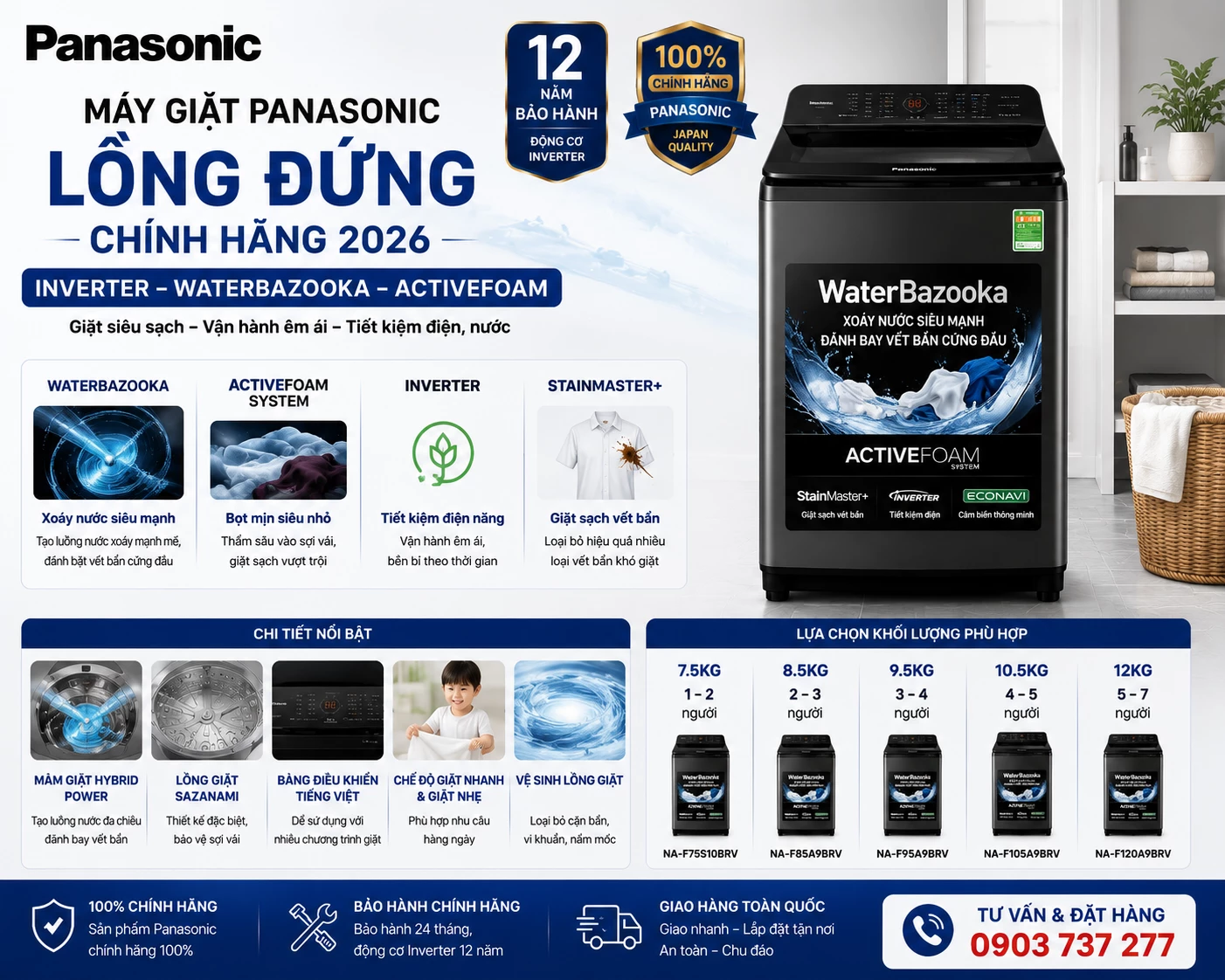 Các dòng máy giặt Panasonic cửa trên FJ và FD