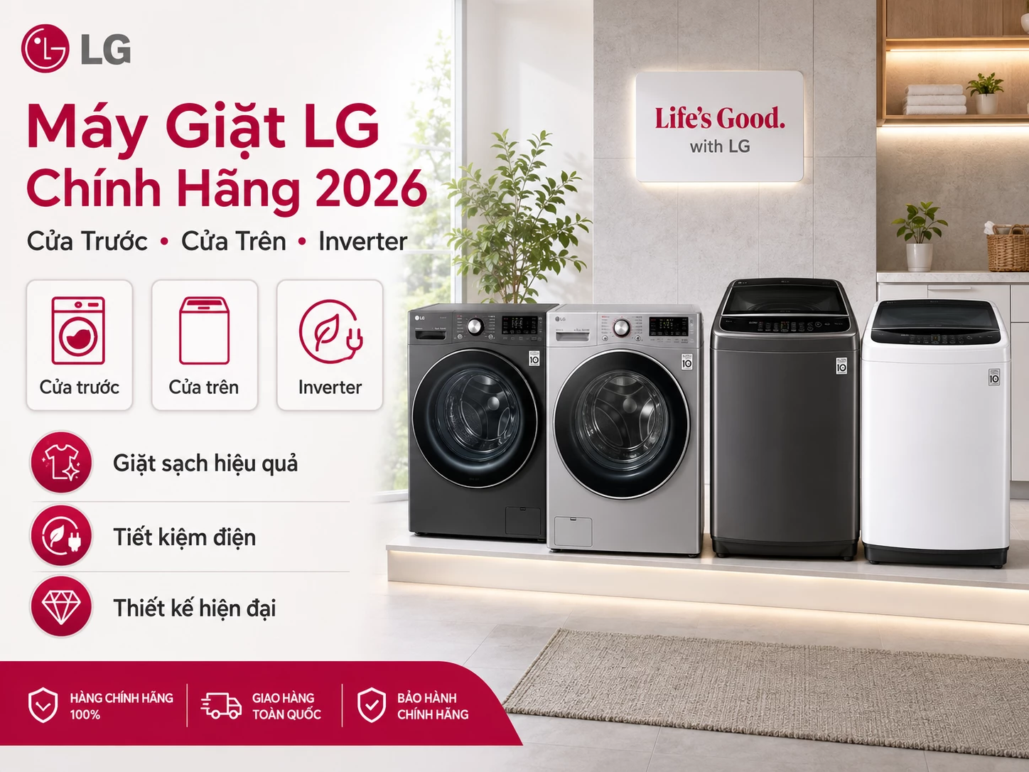 Các dòng máy giặt LG chính hãng cửa trước cửa trên và giặt sấy