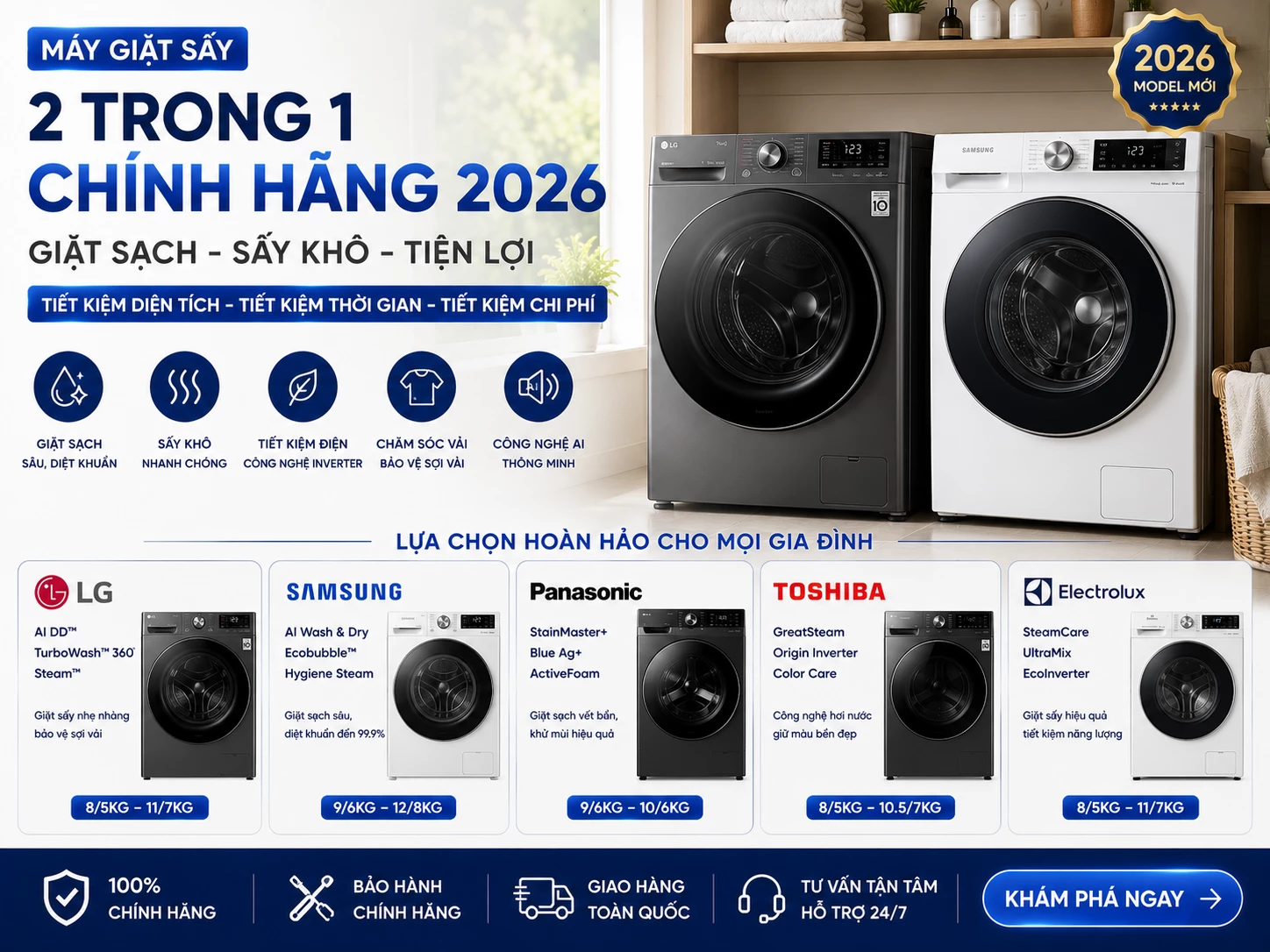 Máy giặt sấy là gì thiết bị giặt sấy 2 trong 1