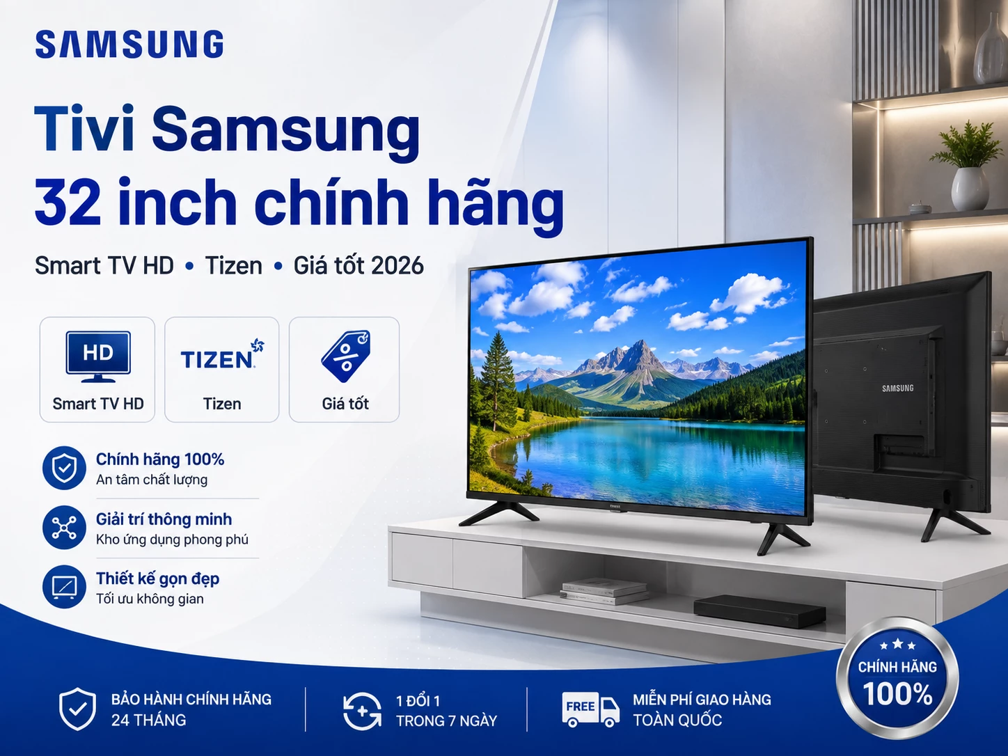 Tivi Samsung 32 inch chính hãng HD Tizen