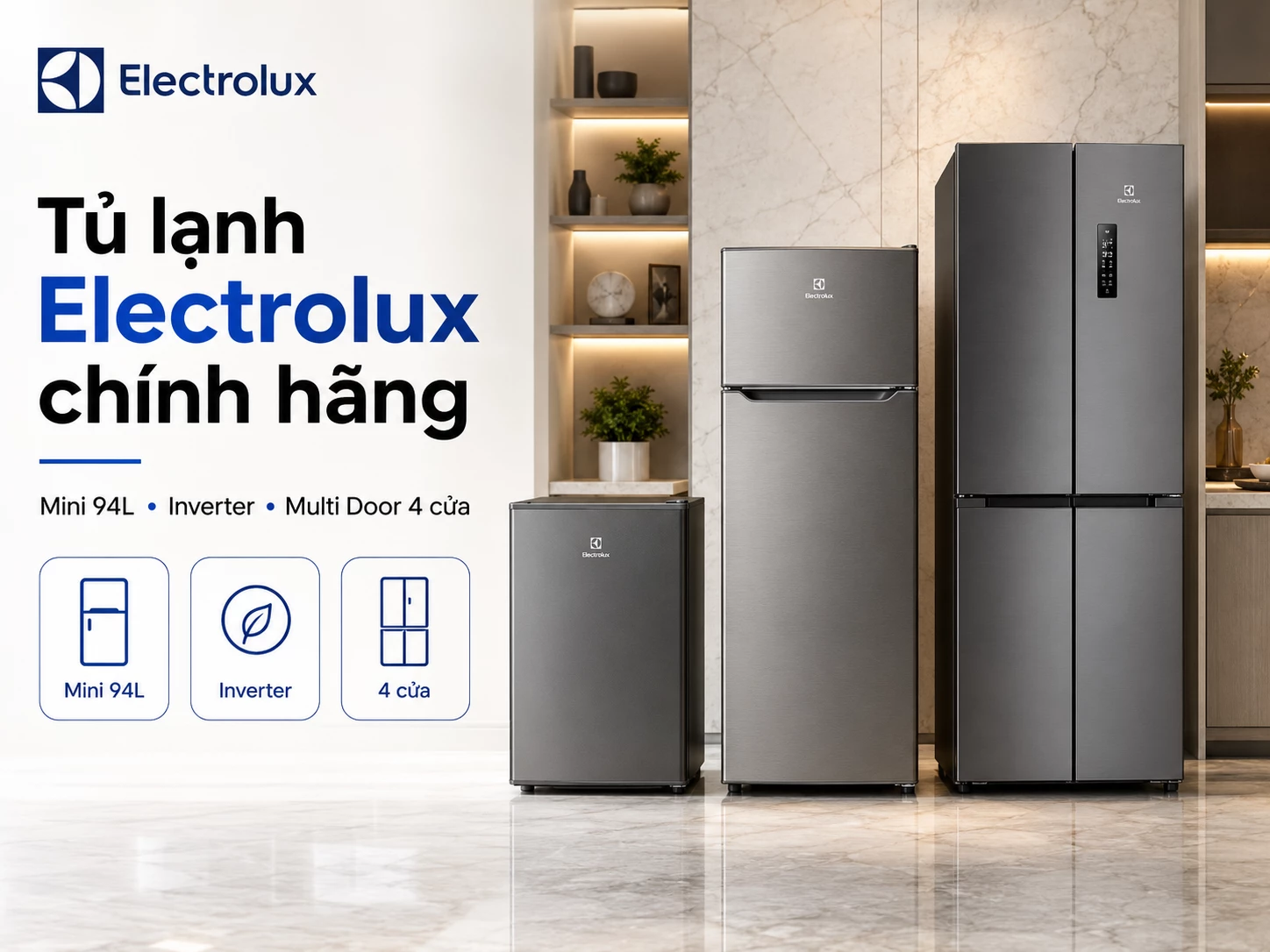 Tủ lạnh Electrolux chính hãng nhiều dung tích