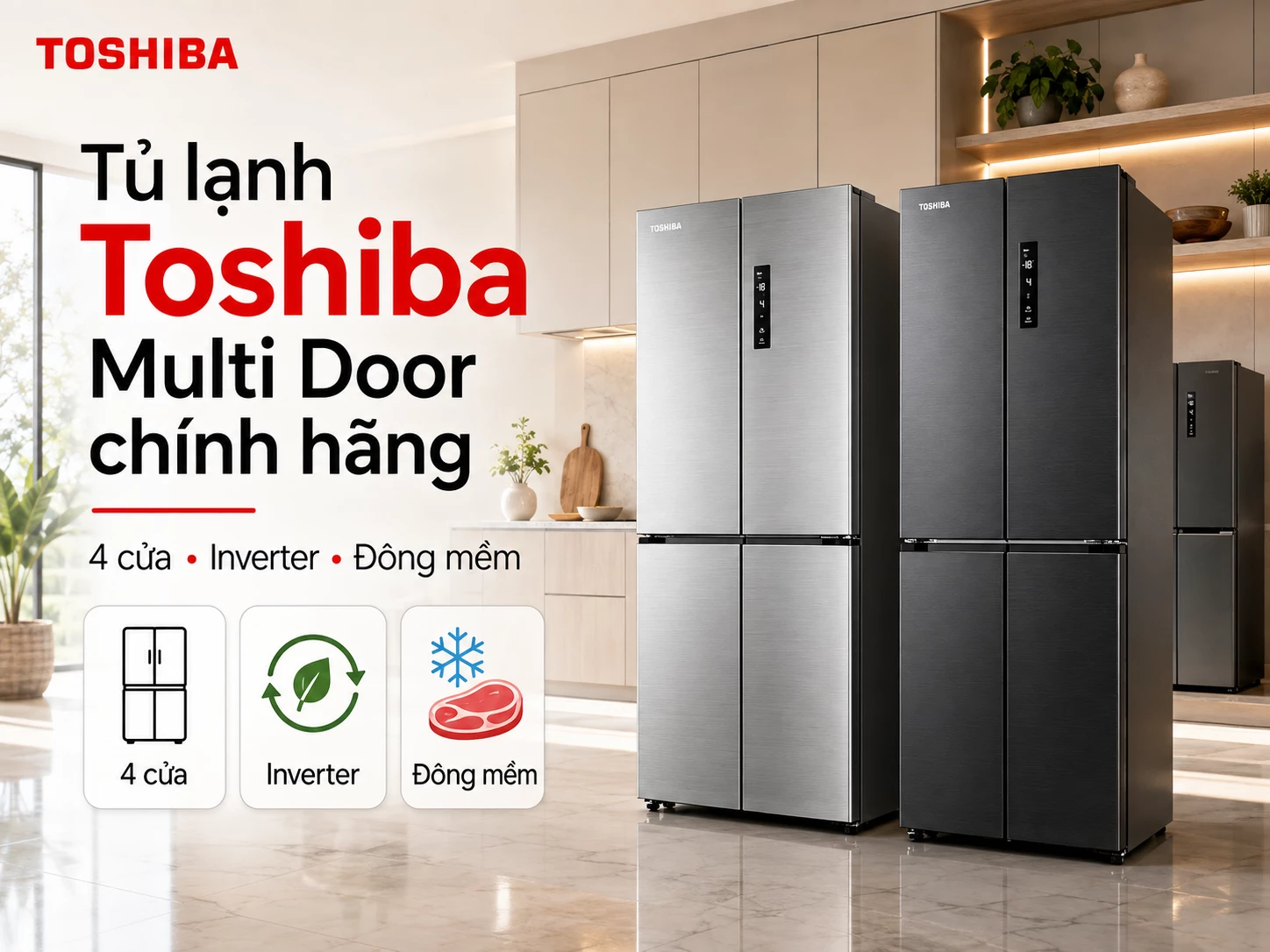 Tủ lạnh Toshiba Multi Door 4 cửa chính hãng